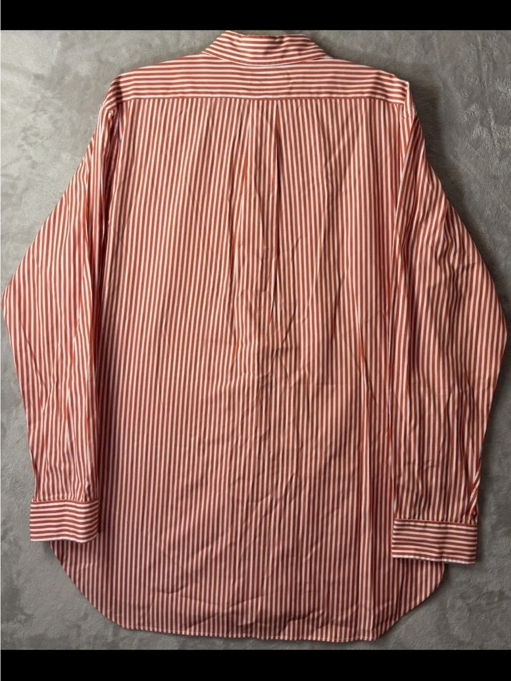 Ralph Lauren Italy Classic Fit Button Down Shirt Orange White Stripe Size 16